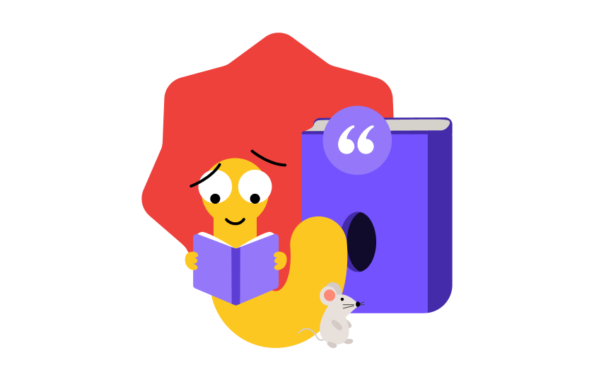 A friendly worm (Lexter) reading a book, illustrating the login page.